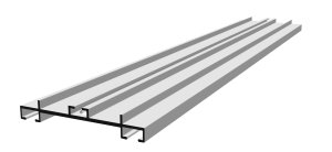 Rail de rideau  2 voies perfor avec cartement maxi, norme VS57